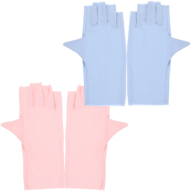 2 Paia Guanti Nail UV Guanti Protezione UV Salone Nail Art Mani Protettivi Pelle