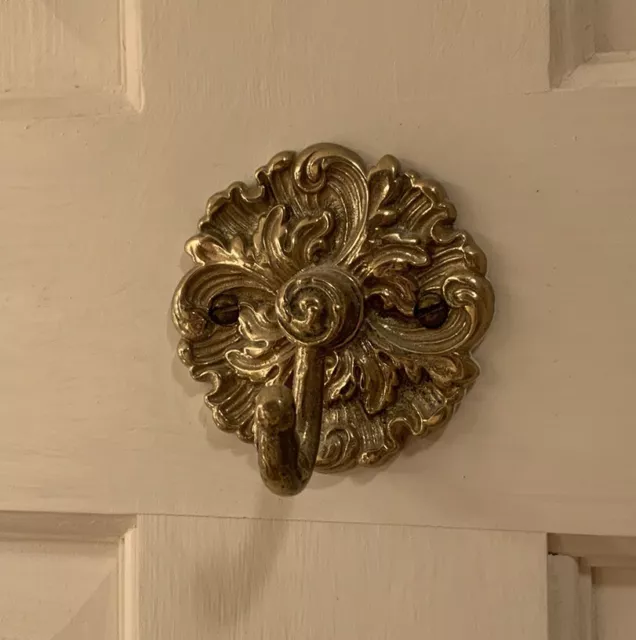 Vintage MCM Hollywood Regency Acanthus Brass Towel Hook