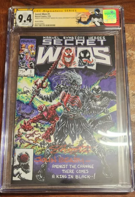 SECRET WARS #1 CGC SS 9.4 Signed & Sketch by Shooter & Beatty SW 8 Homage *READ*