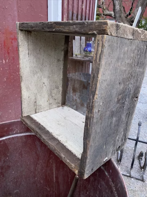 Early Primitive Wood Chicken Nesting Box 15x9x15 salvage Barn board Milk Paint