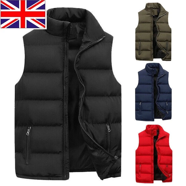 Men Body Warmer Gillet Waistcoat Vest Winter Warm Padded Quilted Sleeveless Soft