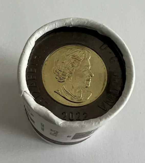 2022 - $2 Toonie QUEEN ELIZABETH II Black Ring Canada Coin - 1 Special Wrap Roll
