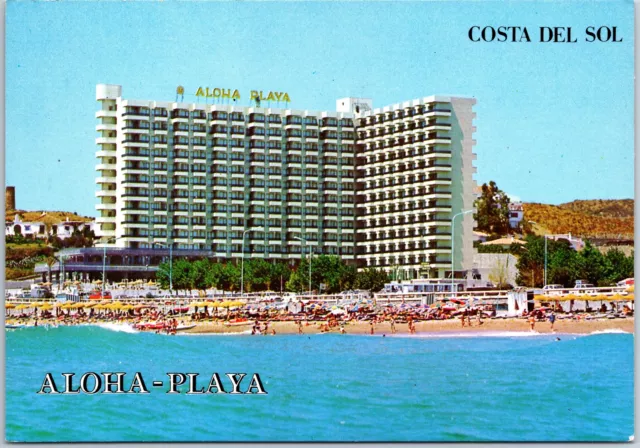 Vintage Continental Size Postcard Hotel Aloha-Playa On The Costa Del Sol Spain