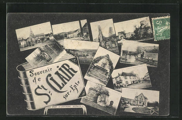 CPA St. Clair, vue générale, ruines, l'Église, vue partielle 1908