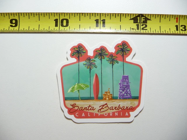 California Santa Barbara Beach Surf Decal Sticker Pride State