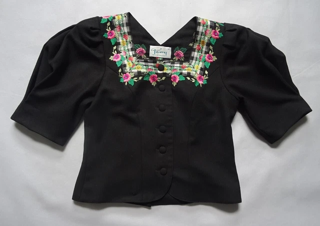 German Bavarian Black Trachten Embroidered Blouse 6 German Bavarian Black Trachten Embroidered Blouse 6