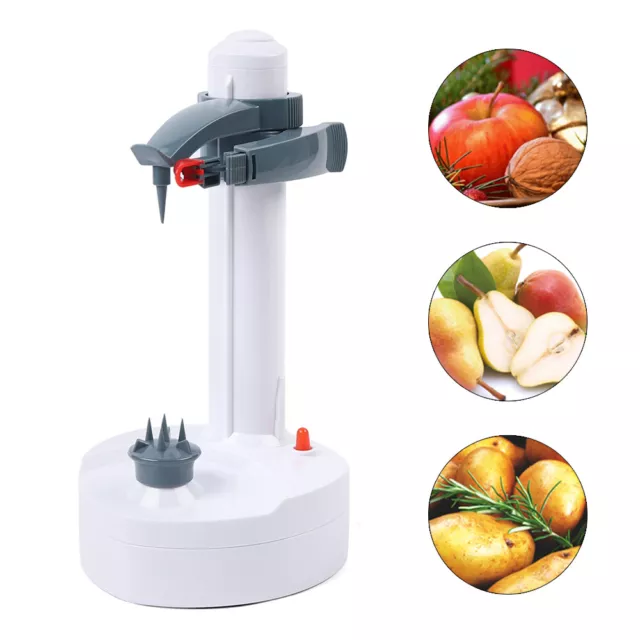 Electric 2-Blades Potato Peeler Automatic Rotating Fruits & Vegetables Cutter US