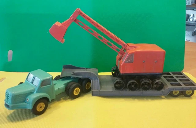 Ensemble Norev 1/43 Berliet TBO15 Et Semi-remorque Titan N115 Avec Pelle Mécanique - Occasion