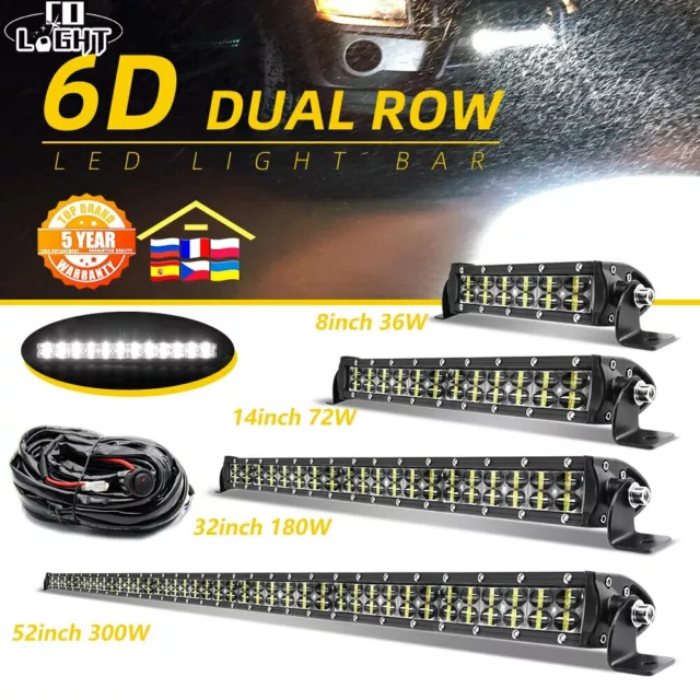 Dual Row Led Bar Light 8/14/22/32inch Spot Flood Combo Beam For Offroad Truck