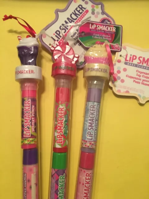 3 HTF Bonne Bell Lip Smacker Balm Gloss Tubes ~Soda Surprise Candy Cupcake Crazy