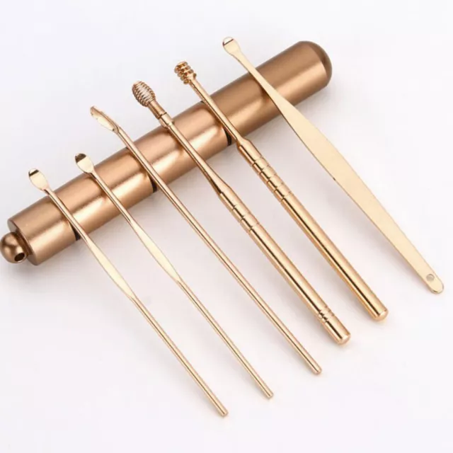 6Pcs Stainless Steel Ear Wax Pick Kit Earwax Remover Cleaner Curette Spoon