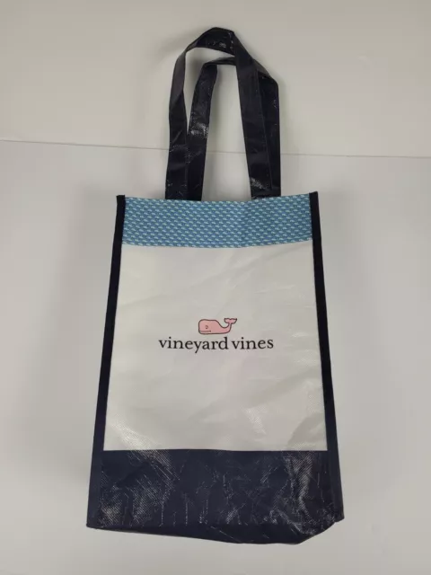 Vineyard Vines Reusable Shopping Tote Bag 9x13x4.5 White Pink Whale Logo