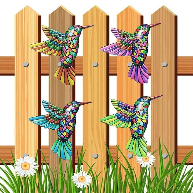 4X Metall Vogel Wandkunst Skulptur Außen Wandbehang Deko for Garten / Heim Dekor