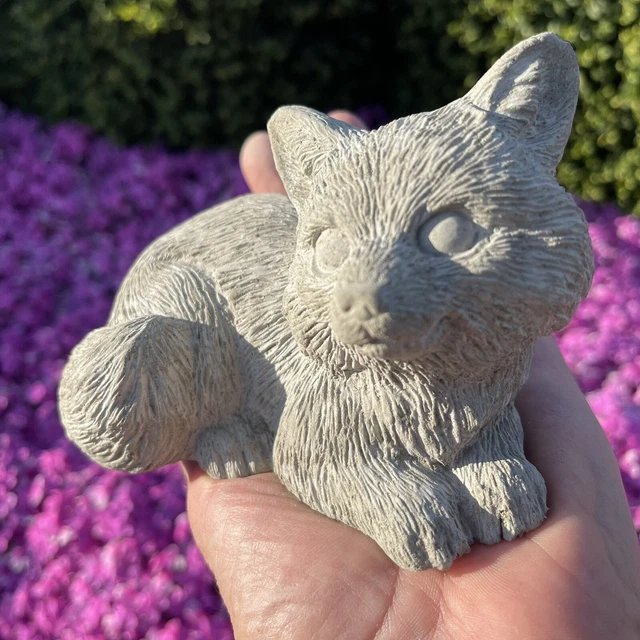 Concrete Fox Garden Statue Outdoor 5" Cement Ornament Concrete Fox Garden Statue Outdoor 5" Cement Ornament