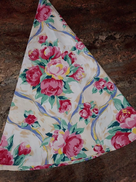 68" Bold Floral & Ribbons Cotton Round Colorful Tablecloth