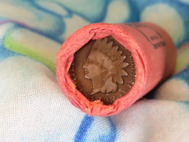 Roll Of 50 Pennies Indian Head 1893 End / Indian Head 1893 End  *L Ic16
