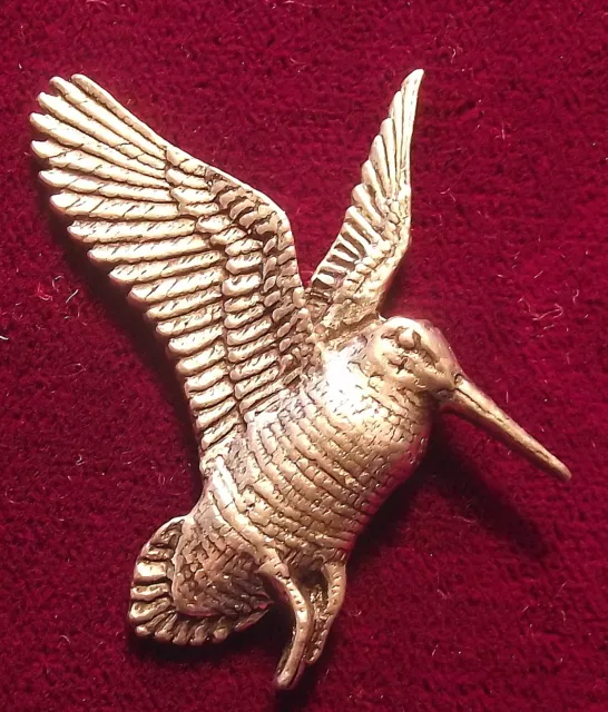 Quality Pewter Hunting Flying Woodcock Brooch Pin