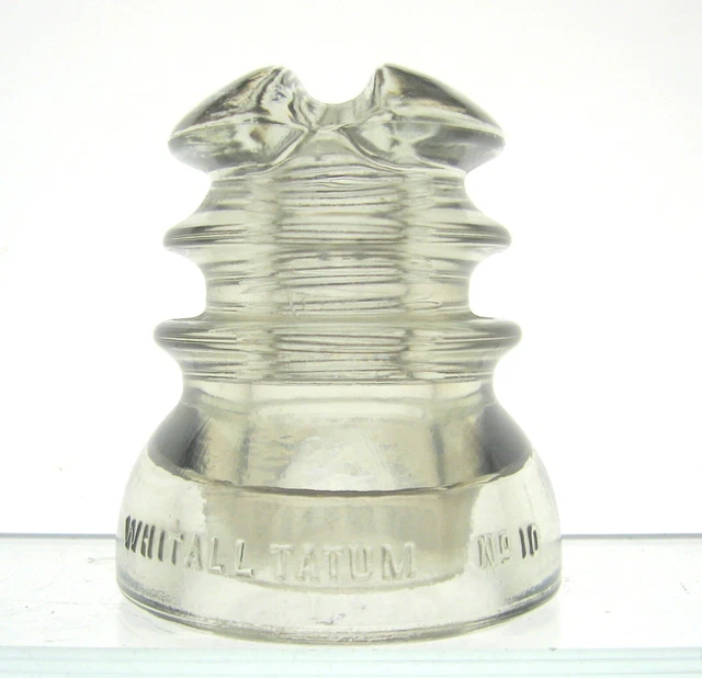 PALE STRAW TINTED / OFF-CLEAR CD 214 WHITALL TATUM No 10 GLASS INSULATOR.