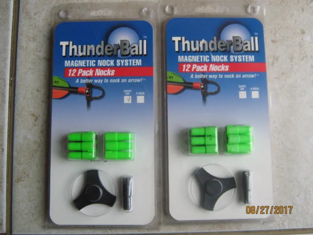 Lot of 2 12 Pack Archery Arrow ThunderBall Magnetic Super Uni Nock System Green