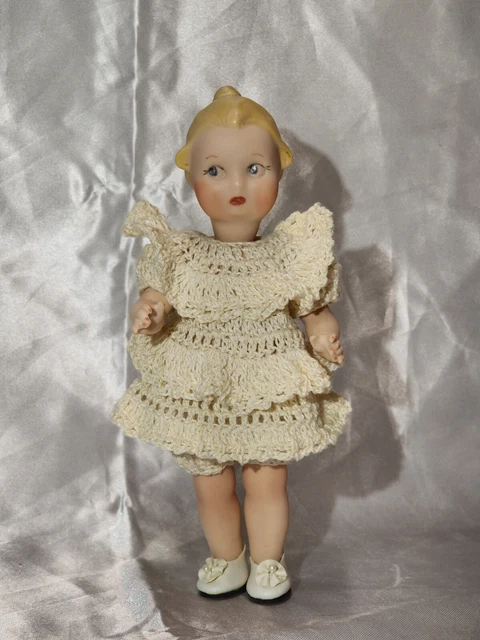 Ooak Art Doll MARY 7" porcelain with duck mask chubby cheeks