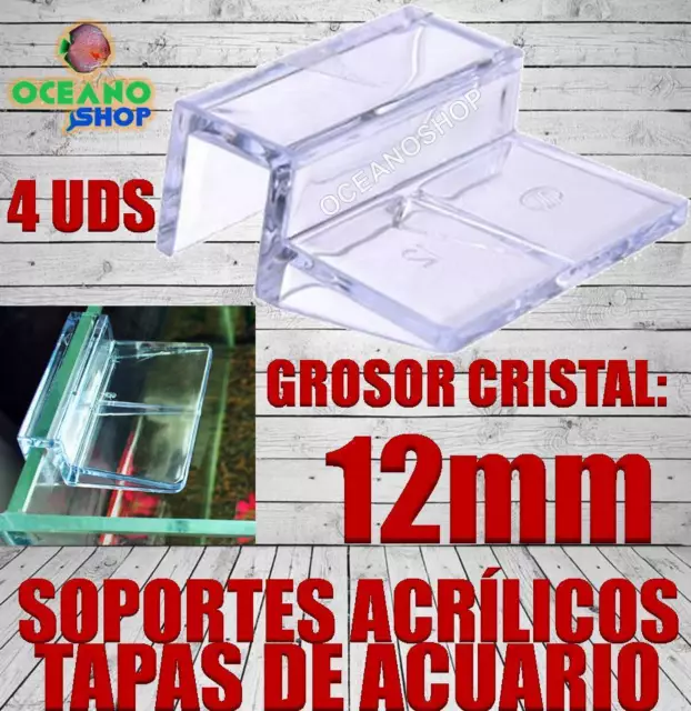 4 UDS SOPORTE PARA CRISTAL 12MM ACRILICO TAPA ACUARIO vidrio clip pieza pecera