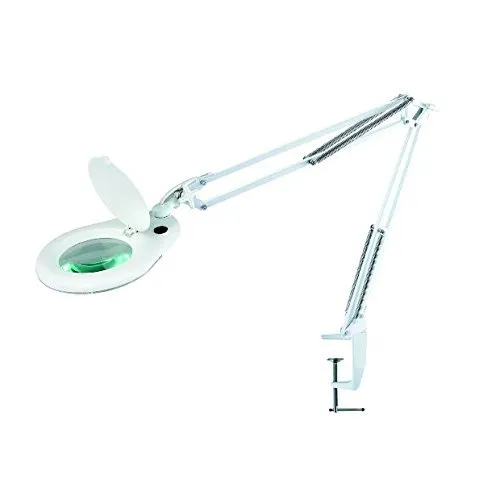 Eclipse 902-109 5" Diameter Magnifier Workbench Lamp w/ Bench Clamp, White