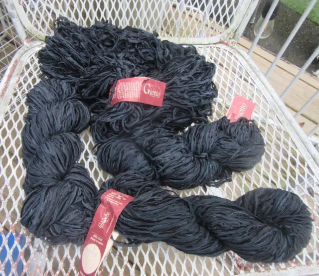 Colinette Giotto Hand Dyed Yarn Colorway Black 4 Hanks New Rare