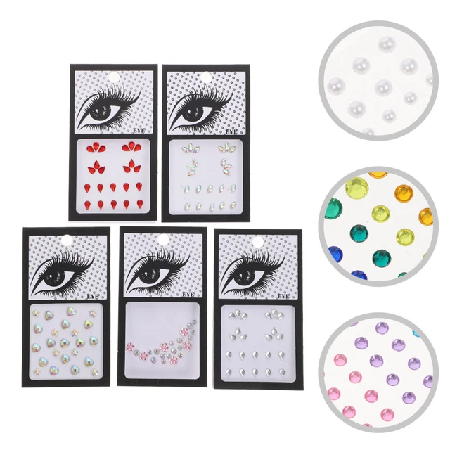 5 Sheets Acryl Gesicht Strass Aufkleber Kind Körperaufkleber
