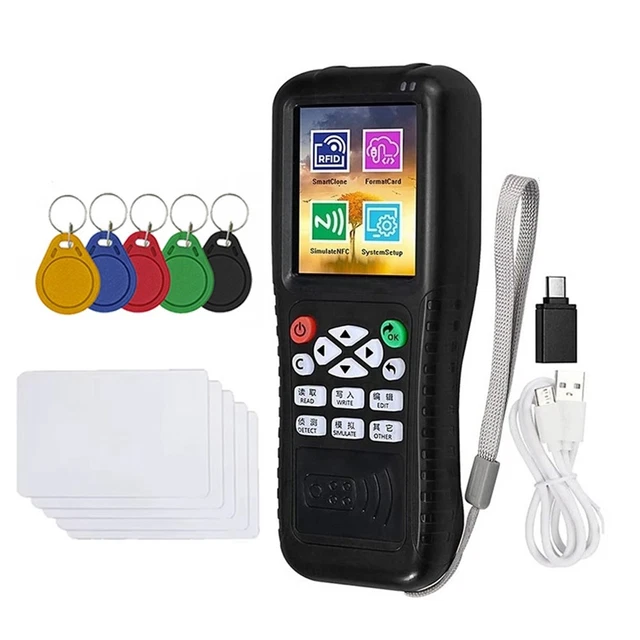 Lecteur de Carte RFID NFC Noir avec Porte-clés UID HD, Copieur de Carte