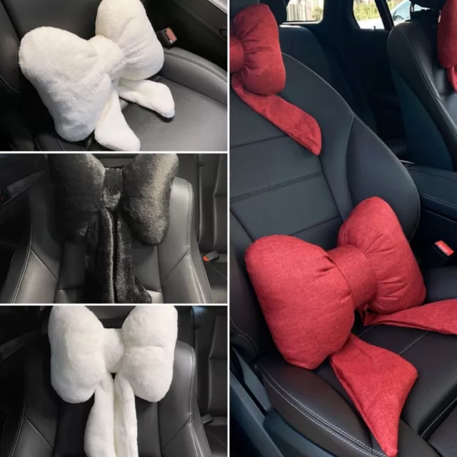 2PCS Car Headrest Seat Neck Head Support Sofa Bow Cushion Office Waist Pillow