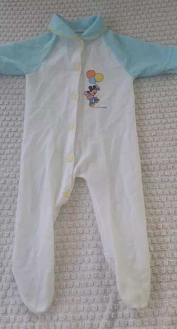 Vintage Mickey Mouse Disney BABIES Baby Clothes Playsuit Romper Pajamas SMALL