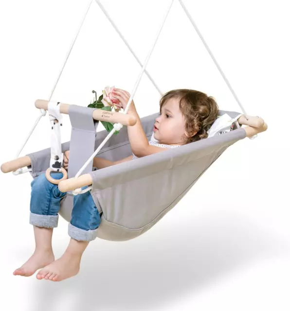 Baby Swing for Baby and Toddler, Canvas Baby Hammock Swing Indoor and Outdoor wi