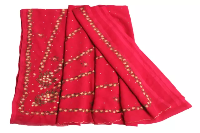 Pink Indian Vintage Saree Women Wrap Embroidered Sewing Sari Dress Clothing 5YD