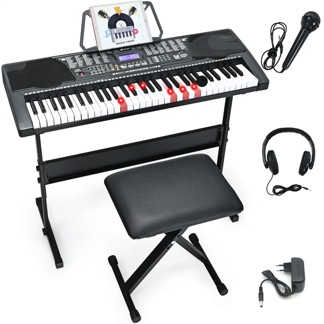 COSTWAY Clavier Piano Électrique 61 Touches, Instrument Portable avec Microphone