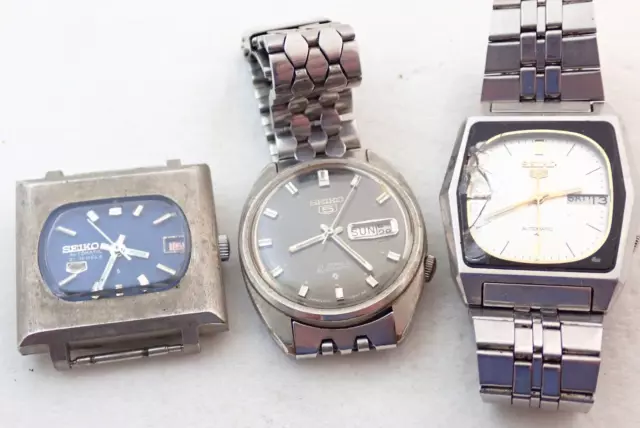 Lot Of 3 Vintage Mens Seiko Automatic Wristwatch Watches Parts Repair