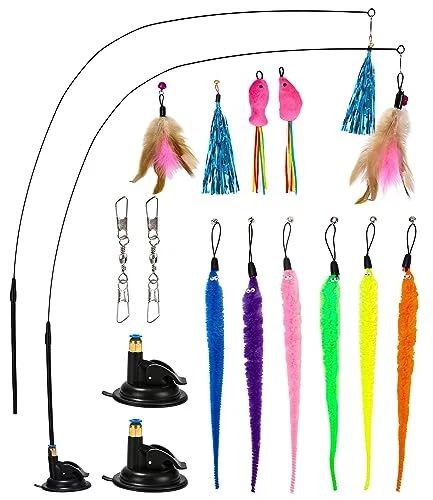 LEAZZLE 16 Pièces Jouet à Plumes pour Chats,Jouets interactifs pour Chats, Chat