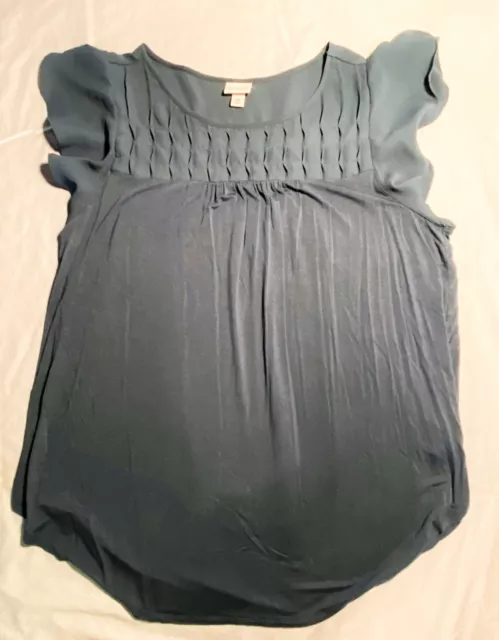 Merona Shirt/Blouse, size XL, Dark Teal, Shirred Front, Cap Sleeves