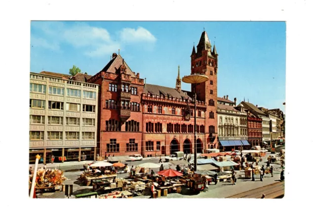 AK Ansichtskarte Basel / Marktplatz mit Rathaus / Schweiz