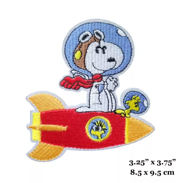 Peanuts Cartoon Snoopy Dog Pilot Rocket Woodstock Embroidered Iron On Patch