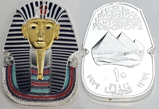 Gold Silver Pharaoh Coin Medal Egypt Pyramids History Sphinx Roman Empire Old UK