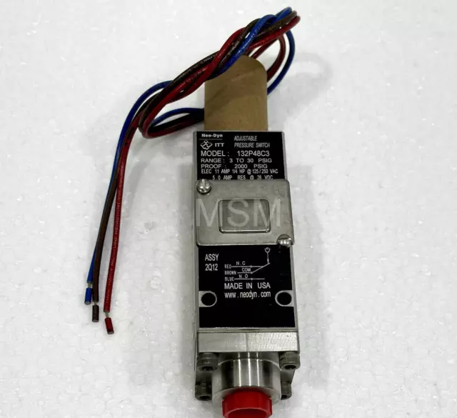 ITT Industrise Adjustable Pressure Switch 132P48C3 2000 PSIG