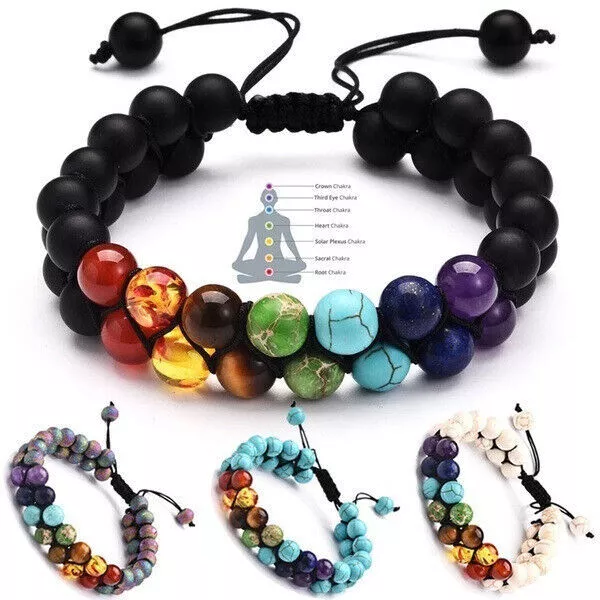 7 Chakra Healing Balance Beaded Bracelet Natural Stone Yoga Reiki Jewelry Gift