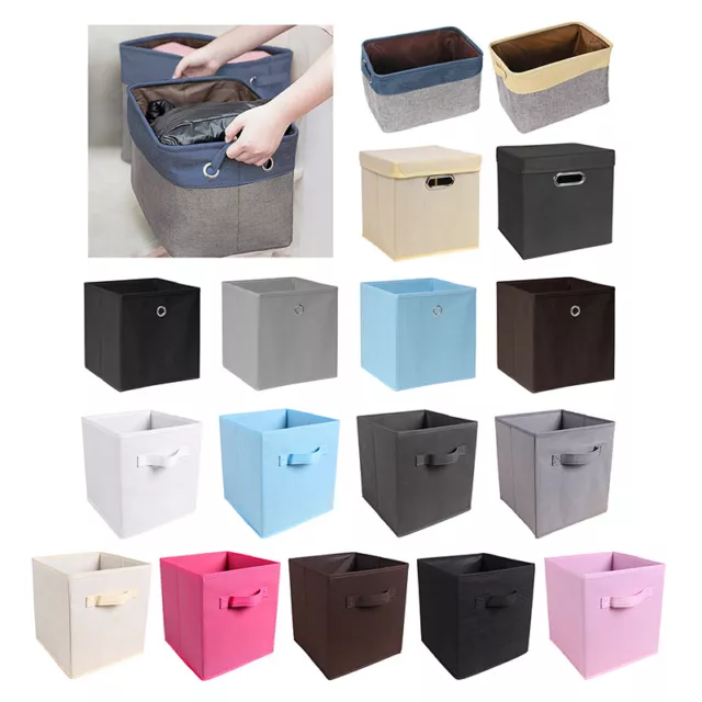2-10Pcs Foldable Fabric Storage Cube Boxes Drawer Toy/Book/Clothes Organiser DIY