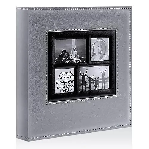 Small Photo Album 4x6, Pack of 2 Leather Photo Book, Each Mini 26-Page Album