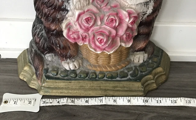 Cast Iron Cat Doorstop Roses Victorian Style by Upper Deck 10” X 12” 6