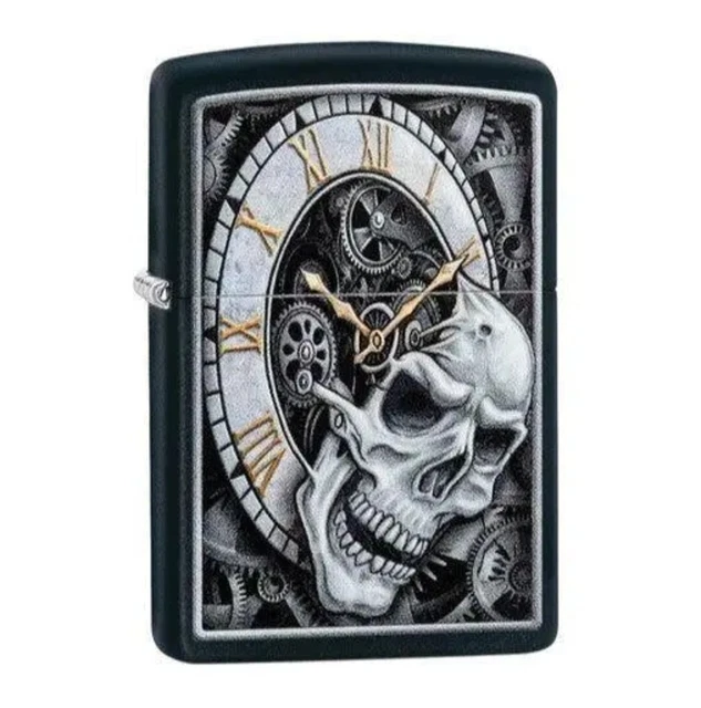 Accendino Zippo A Benzina Skull Clock Design 29854