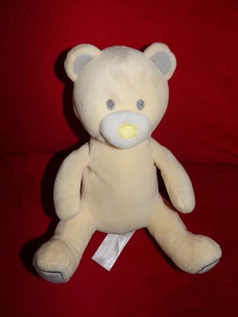 Doudou Peluche Ours Beige Blanc Gris Bisous d'Ange Tom & Kiddy NEUF