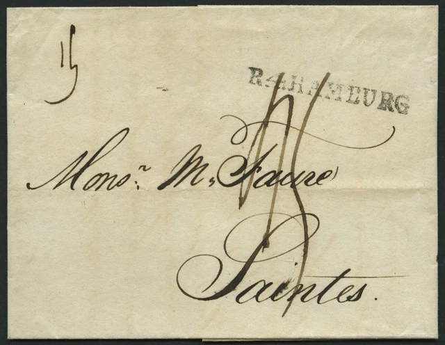 HAMBURG 1806, R.4. HAMBURG, L1 auf Brief n. Saintes, Pracht