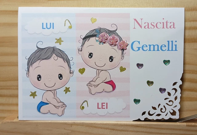 Battesimo Gemelli Scheda Note Di Ringraziamento - Ragazza Battesimo Gemelli Scheda Note Di Ringraziamento - Ragazza
