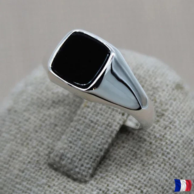 Chevalière En Argent 925 Sertie De Nacre/abalone - Bague Homme/femme, Neuf Sans Emballage